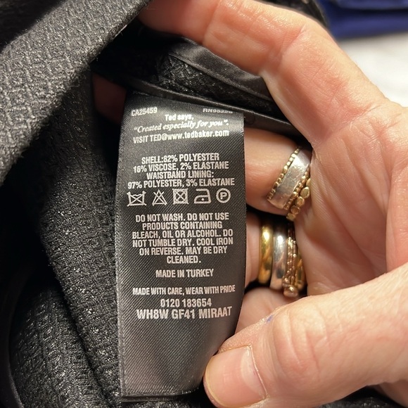 Ted Backer Black Jacquard Textured Side Zip Trouser Size 4(l/14) - Picture 8 of 9